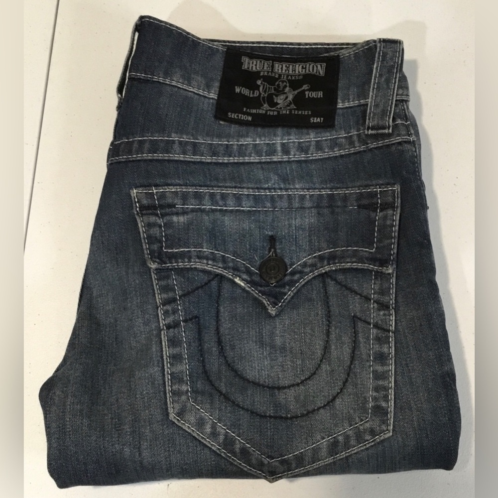 True Religion Indigo Straight Jeans. World Tour Section Seat Unisex